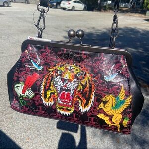 Ed Hardy Bag - Ed Hardy Tiger Rhinestone Shoulder Bag - Red and Black Bag